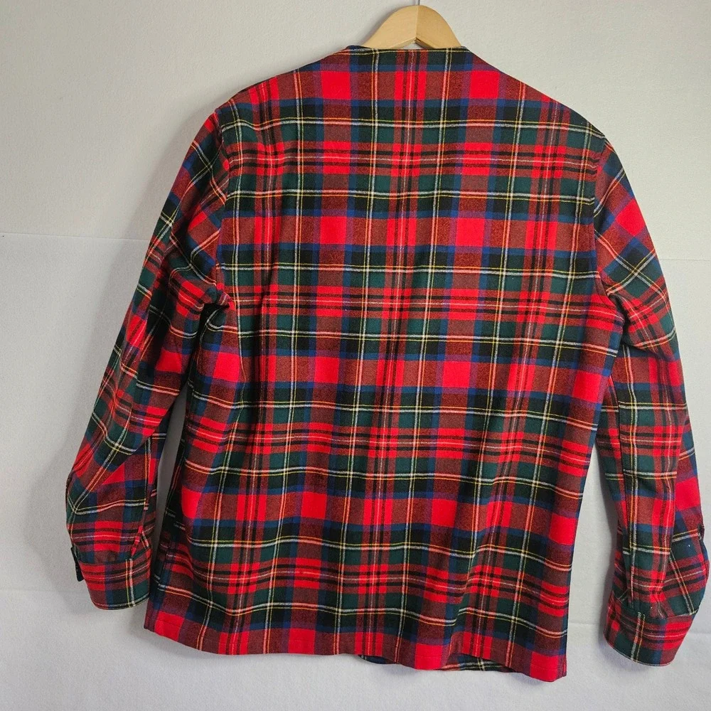 Vintage Pendleton Topster Wool Tartan Plaid Shirt Jacket Mens Medium Cardigan